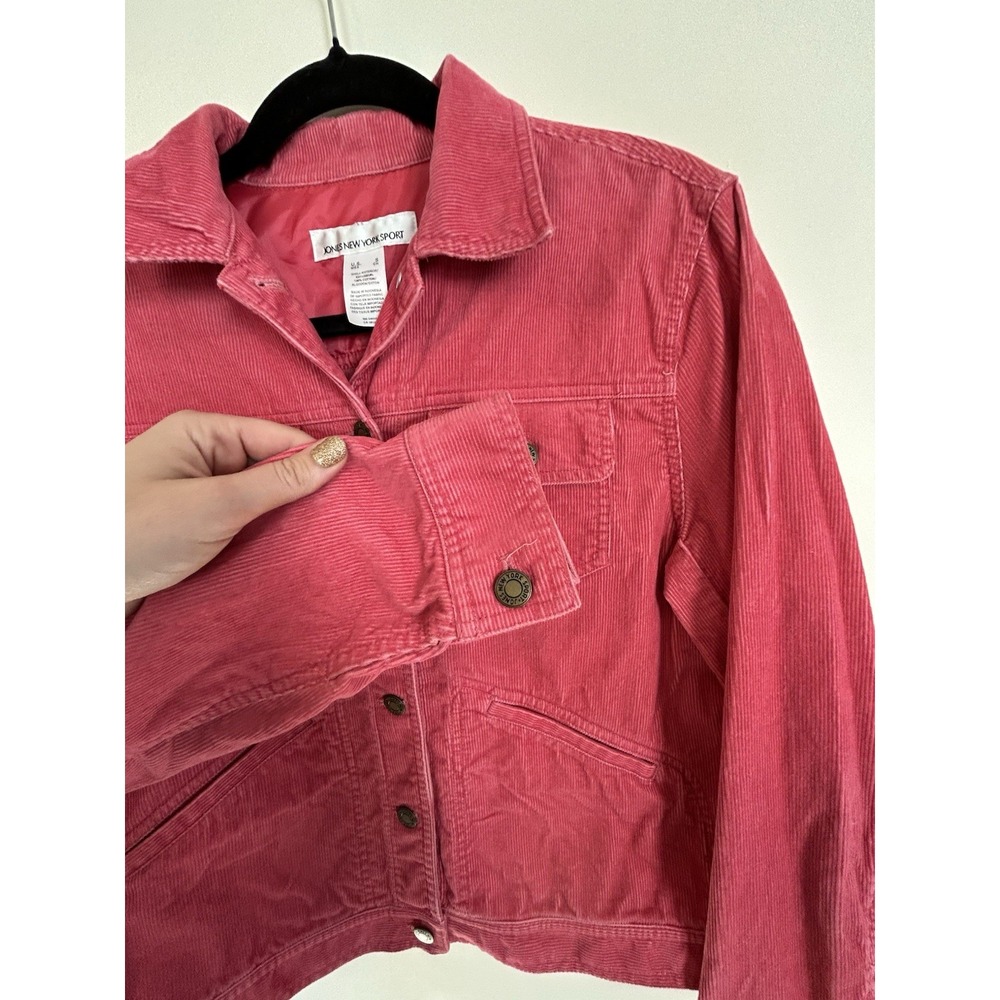 Jones New York Womens Cotton Collared Button‎ Up Corduroy Jacket Pink Size Small